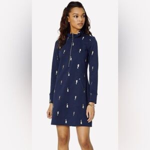Lilly Pulitzer Navy Dress with Gold Seahorse Accents